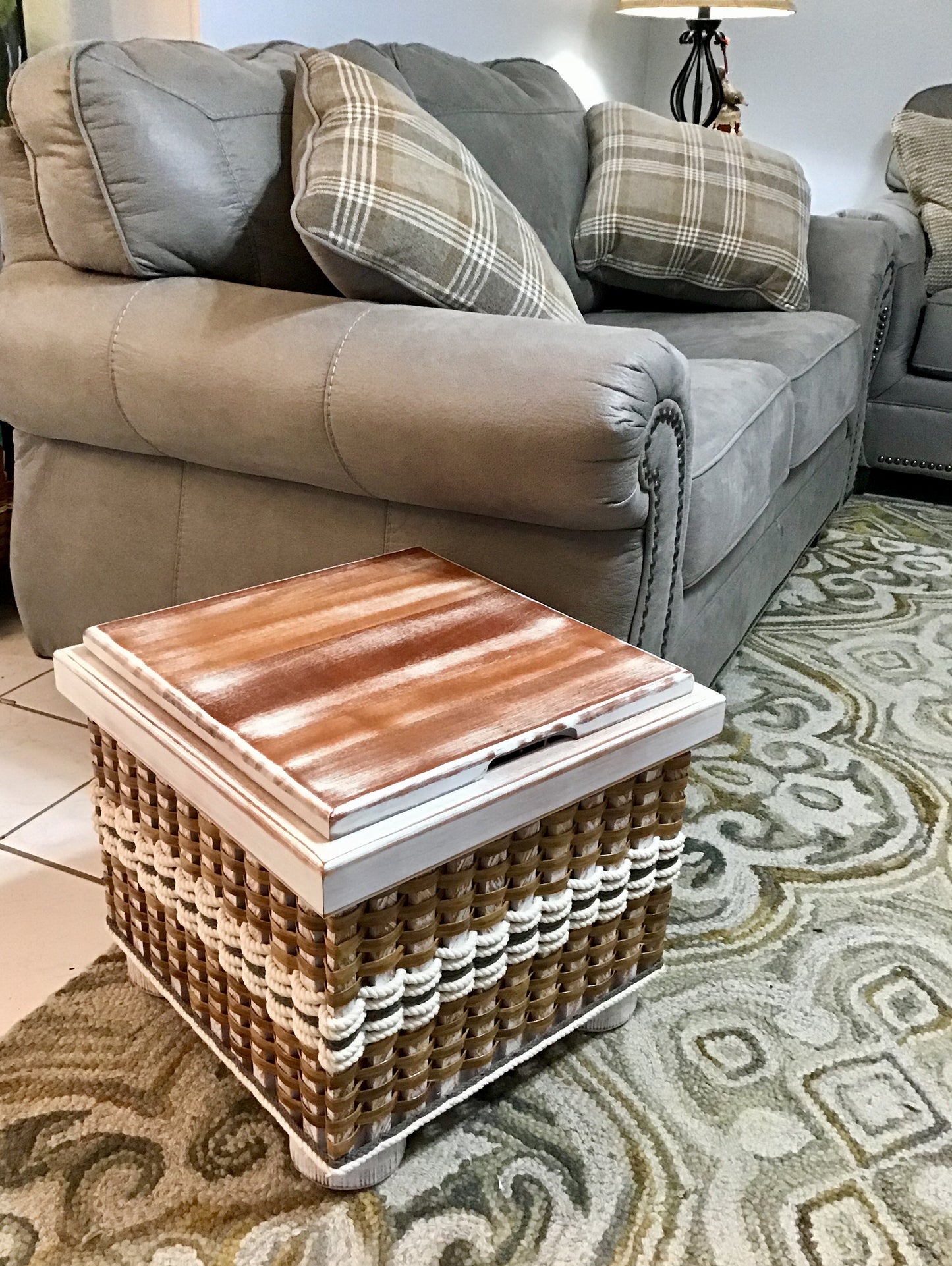 Ottoman Basket-Cottage Grey