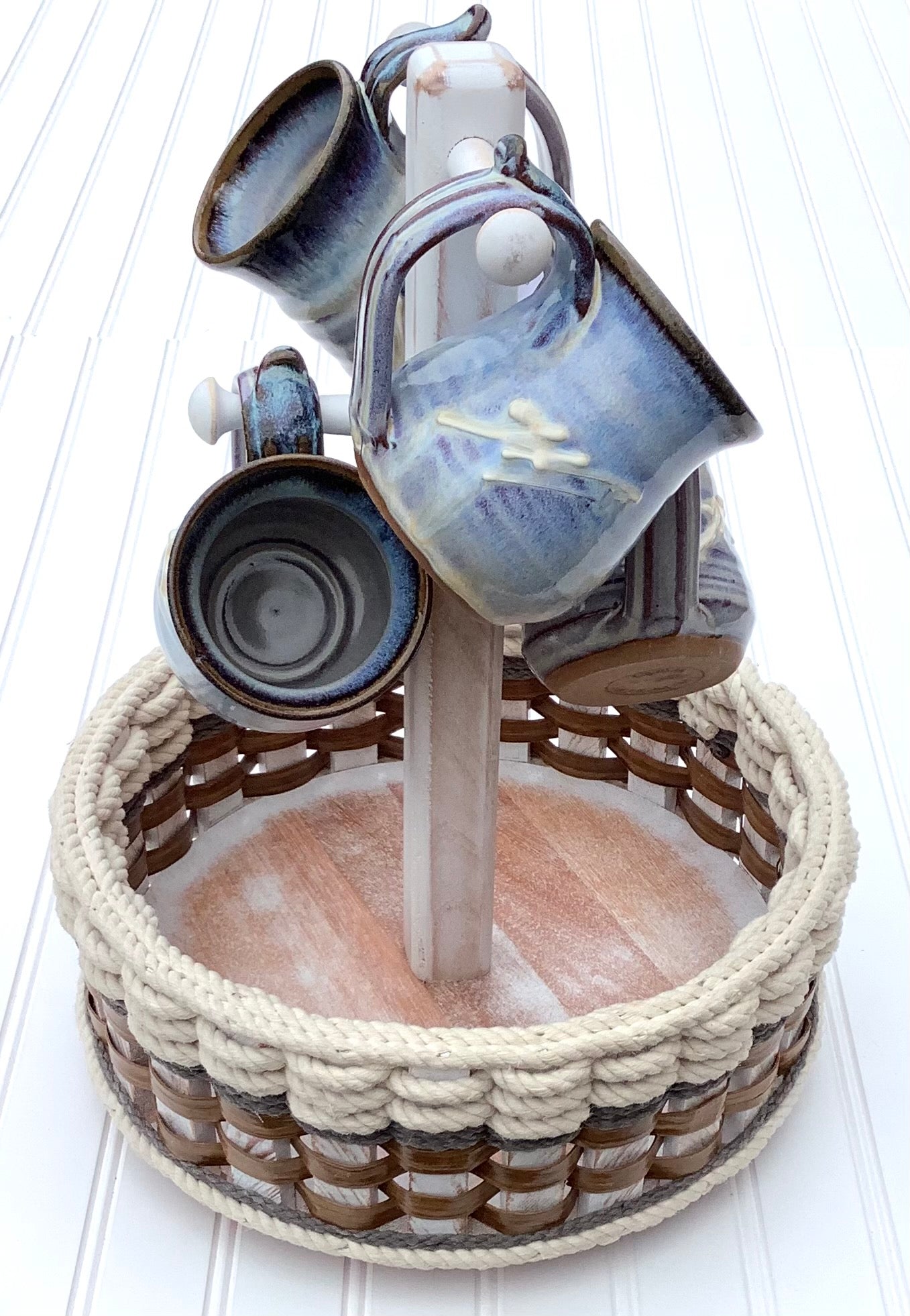 Coffee Bar Lazy Susan Basket-Cottage Grey