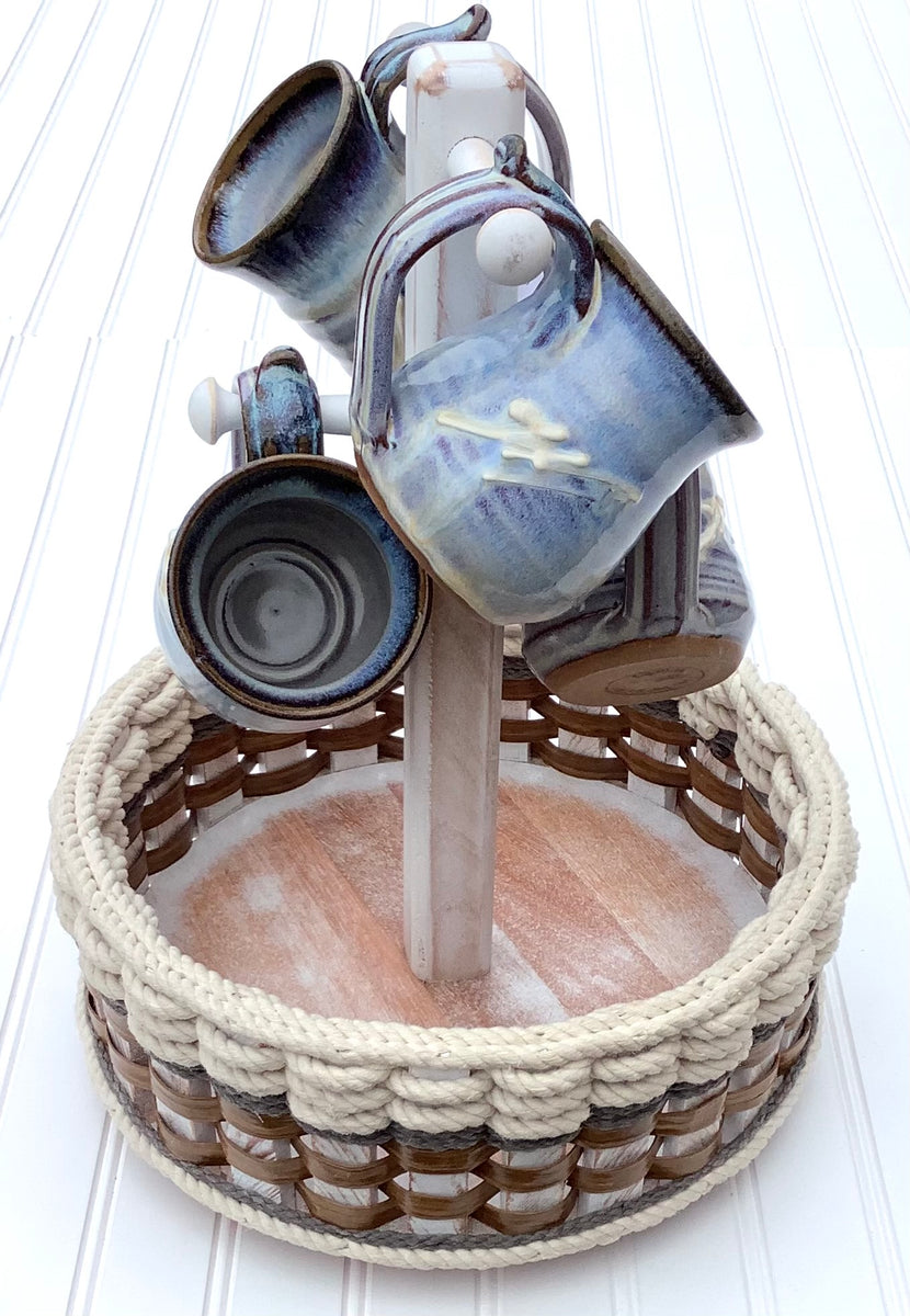 Coffee Bar Lazy Susan BasketCottage Grey Foxcreek Baskets