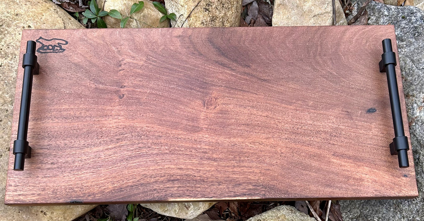 Charcuterie Board- Brazilian Mesquite w/black industrial handles