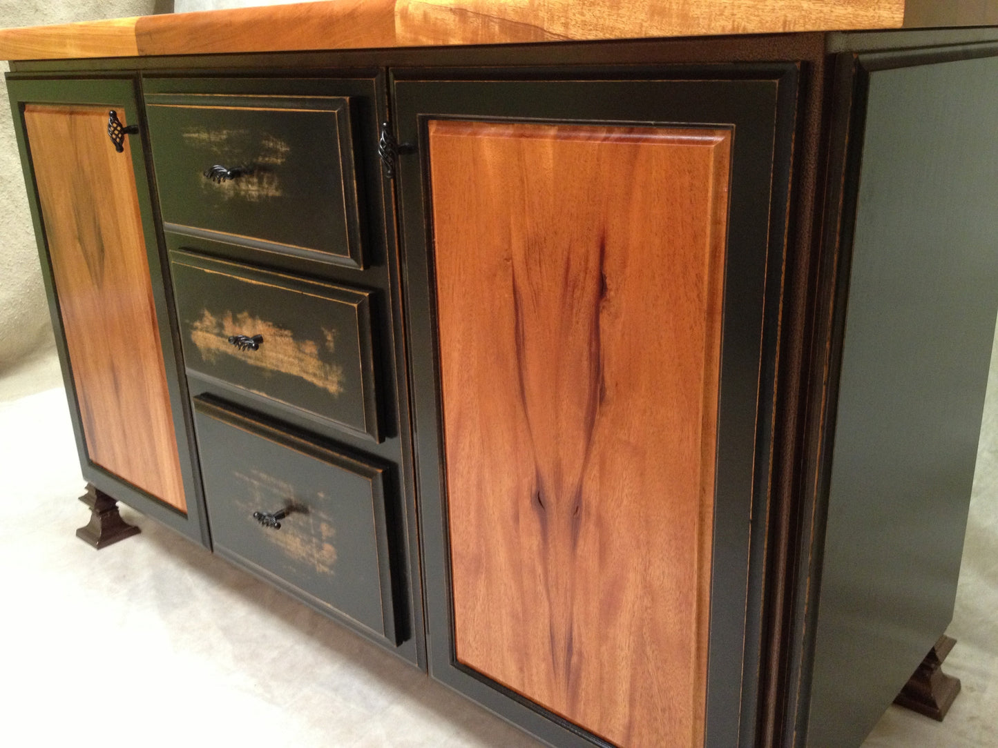 Table--24x54 MahoganyDouble vessel sink vanity distressed