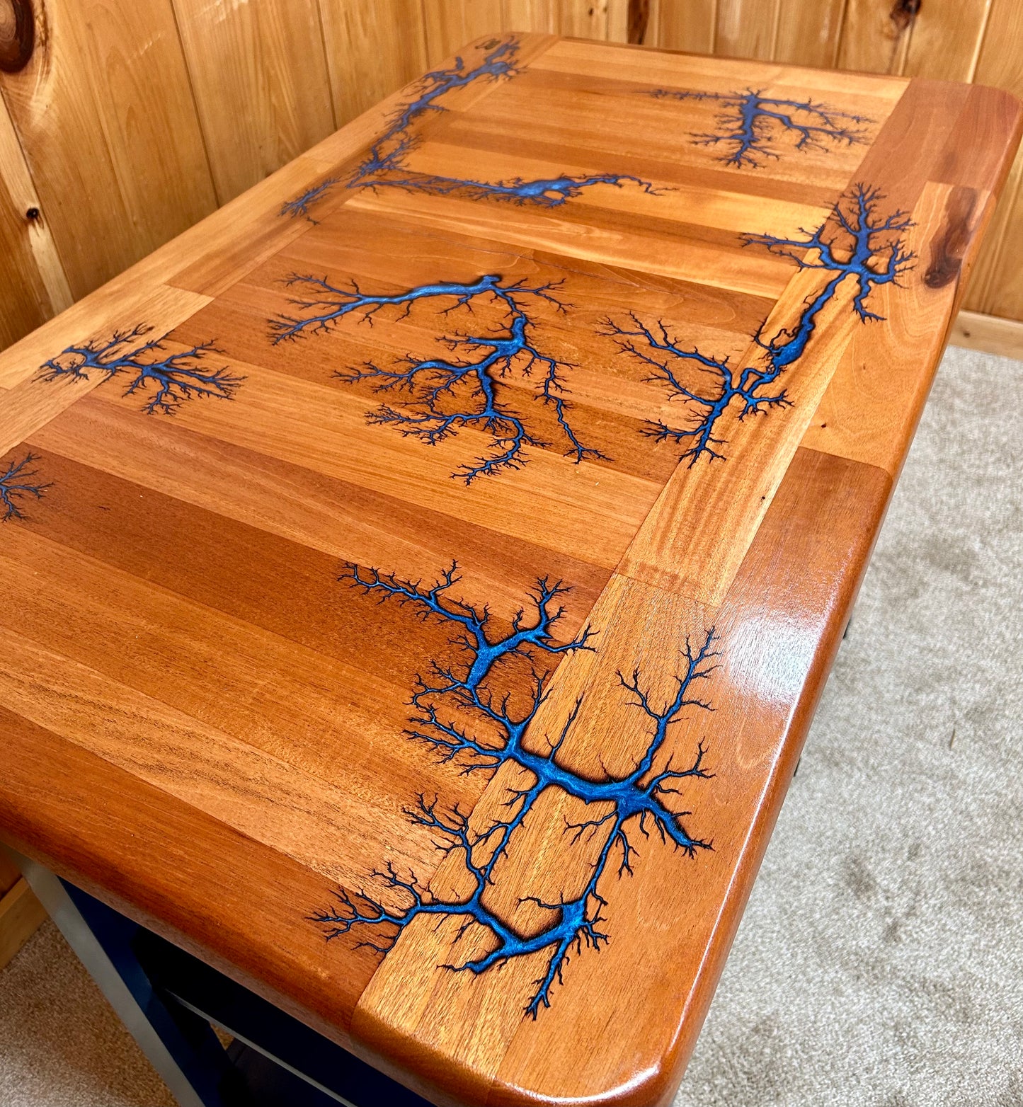 Island-Fractal Burn Mahogany Top w/3 drawers and tilt out trash