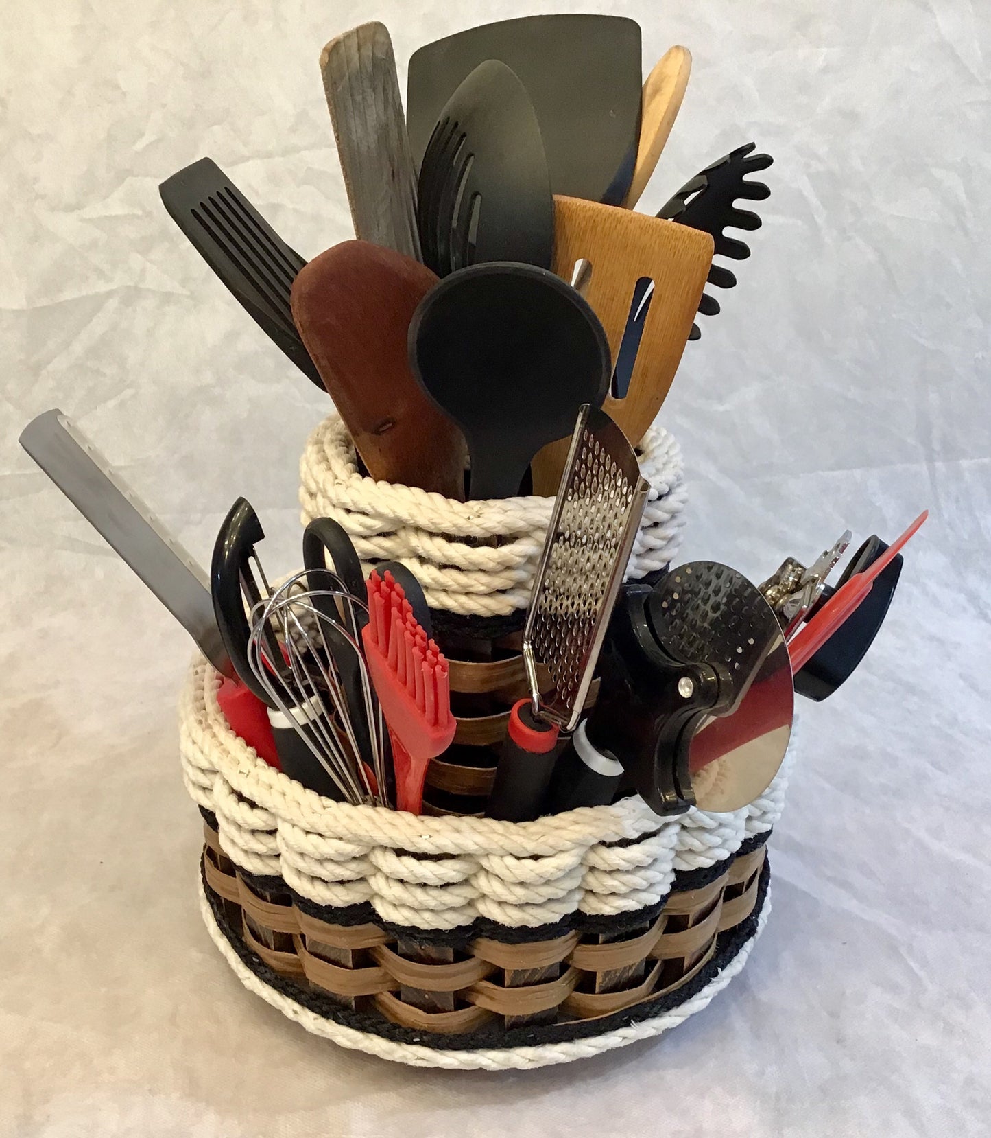 Double Utensil Lazy Susan-Cottage Black