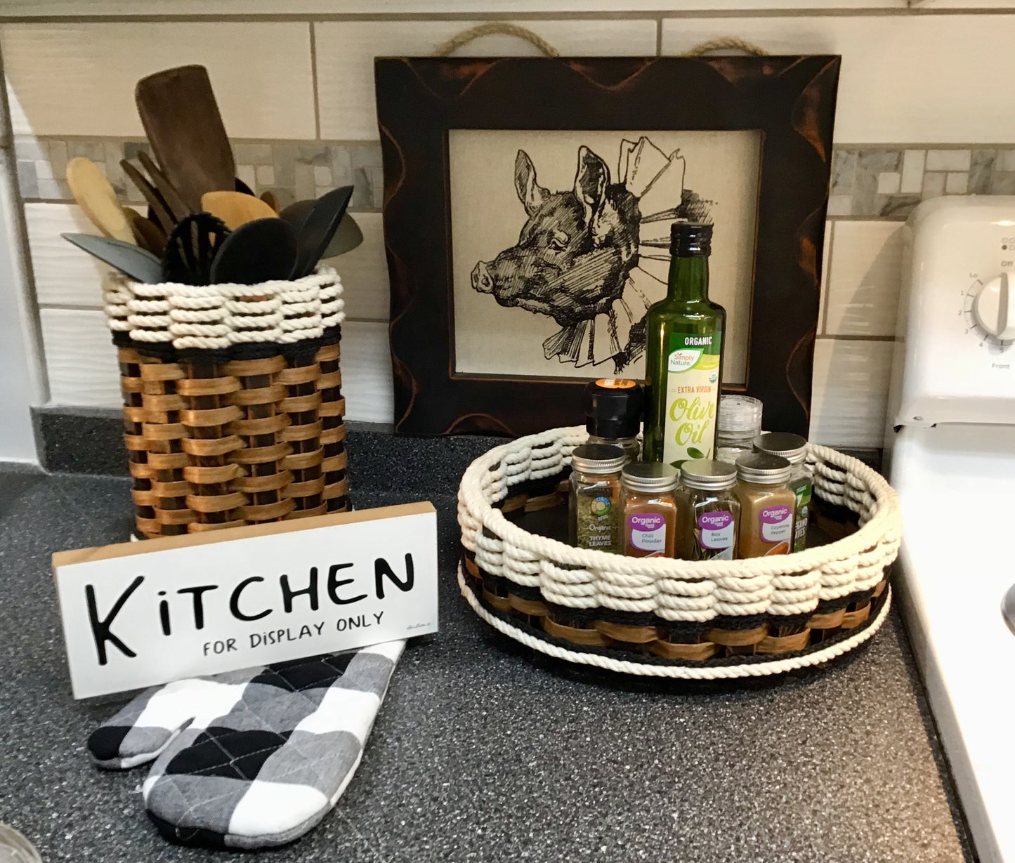 Utensil Lazy Susan Basket-Cottage Black