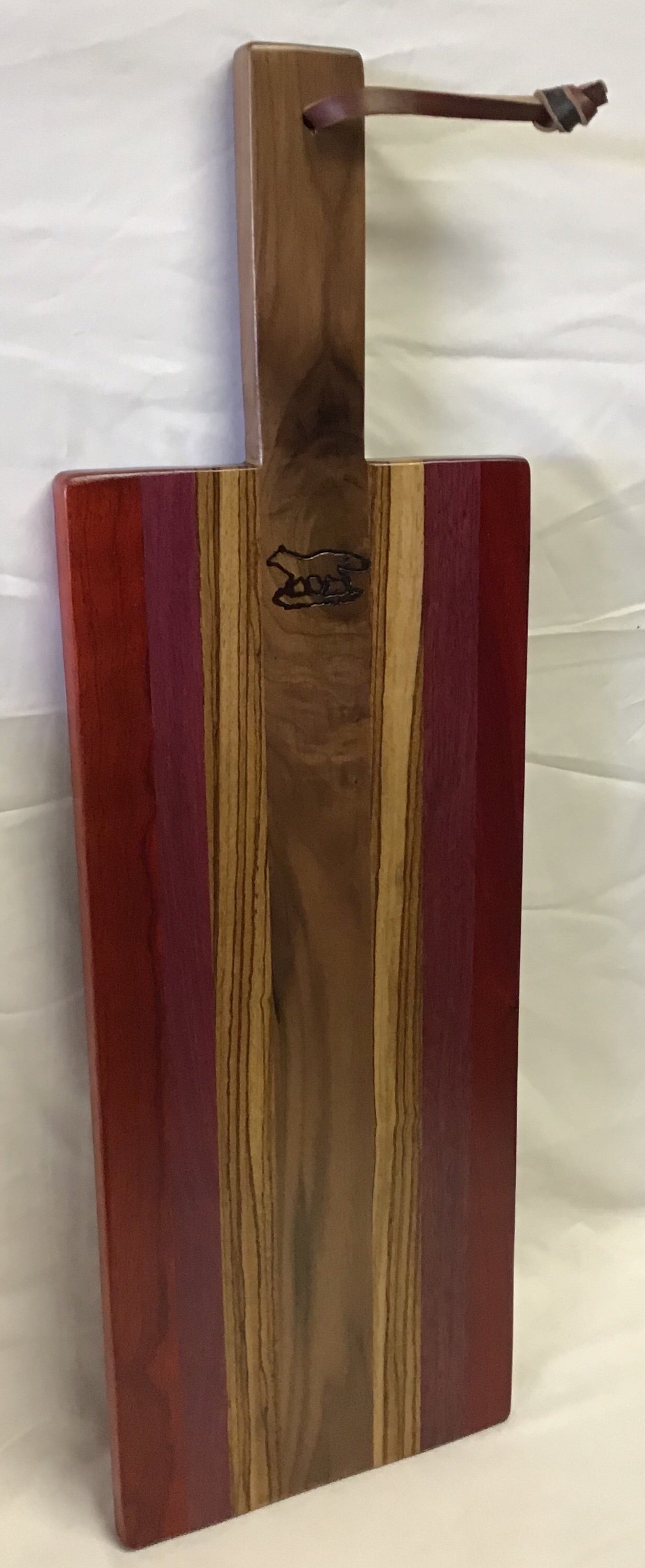 Charcuterie Board-Stripe w/exotic wood and wood handle