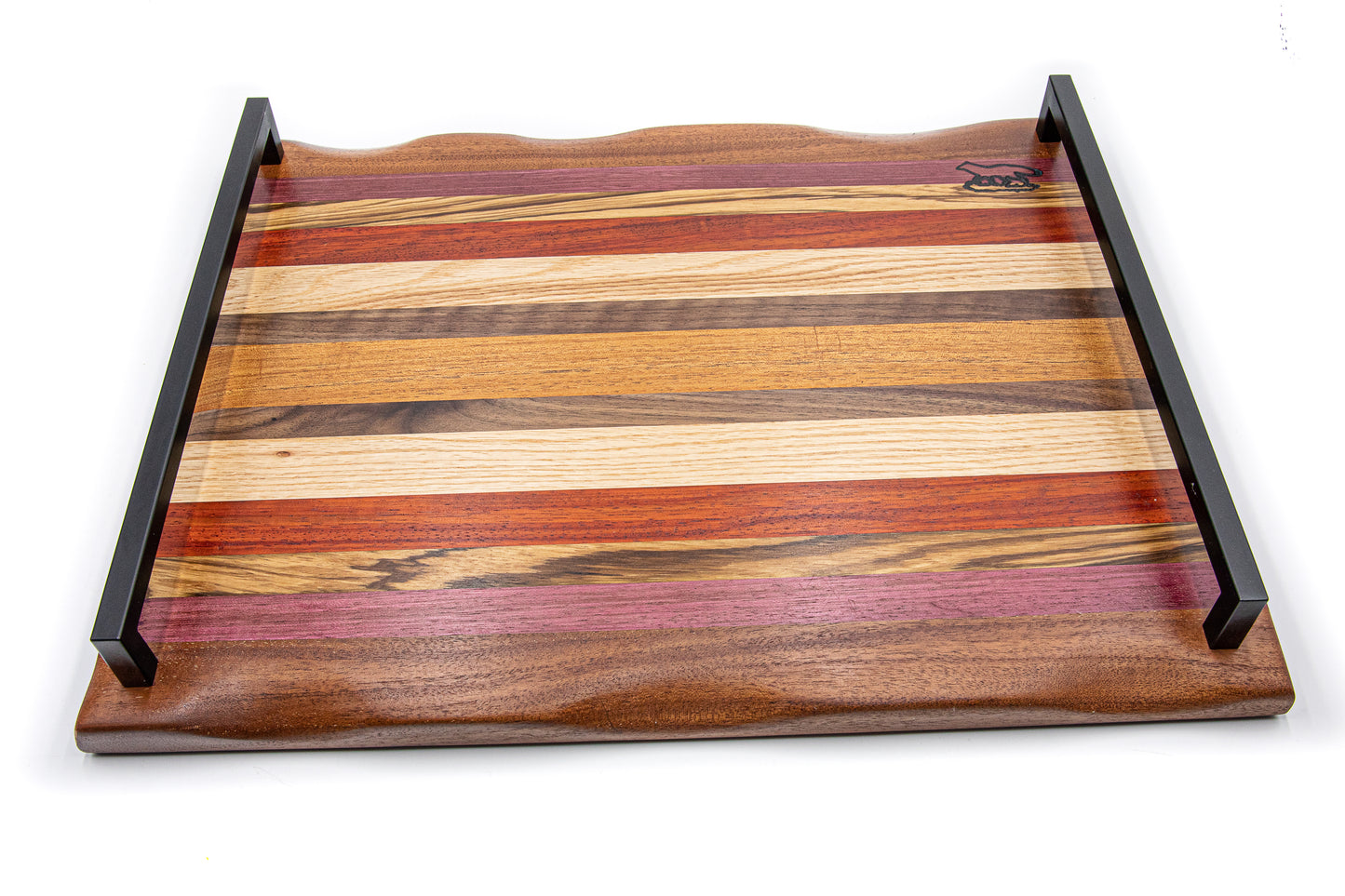 Charcuterie Board-Exotic Wood Stripes w/handle