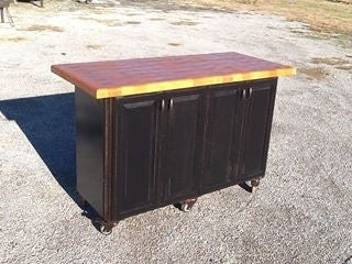 Island- Mobile Buffet Bar w/ Mahogany End Grain Butcher Block – Foxcreek  Baskets