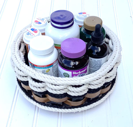 8” Lazy Susan Basket-Cottage Black