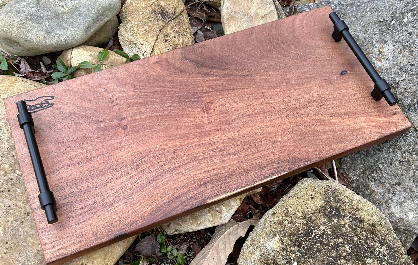 Charcuterie Board- Brazilian Mesquite w/black industrial handles