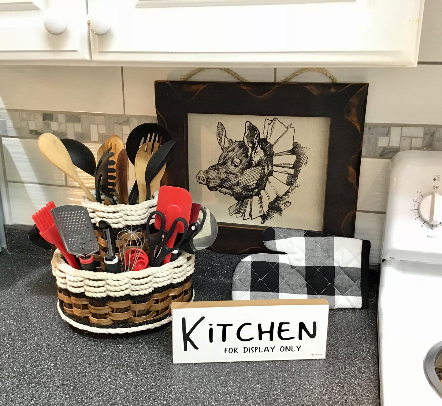 Double Utensil Lazy Susan-Cottage Black