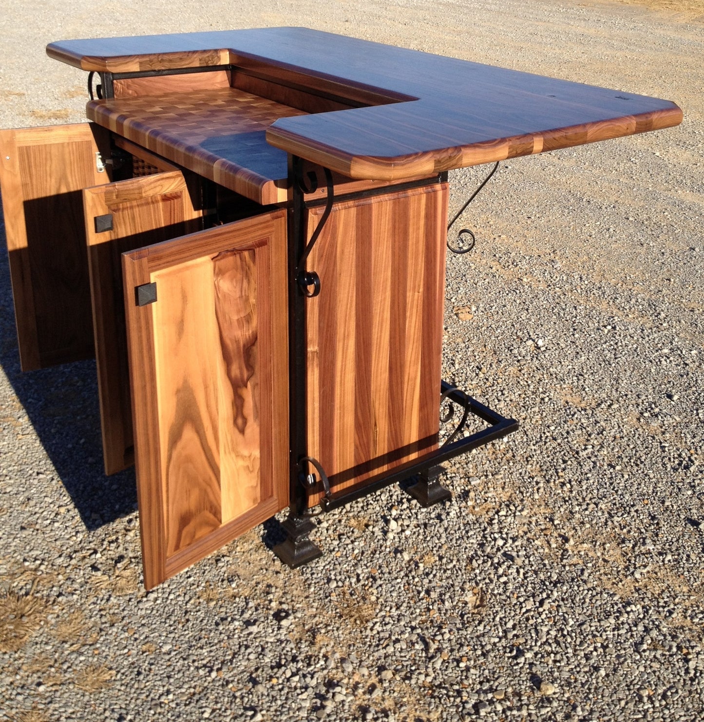 Island--32x60 Black Walnut Bi-Level Bar