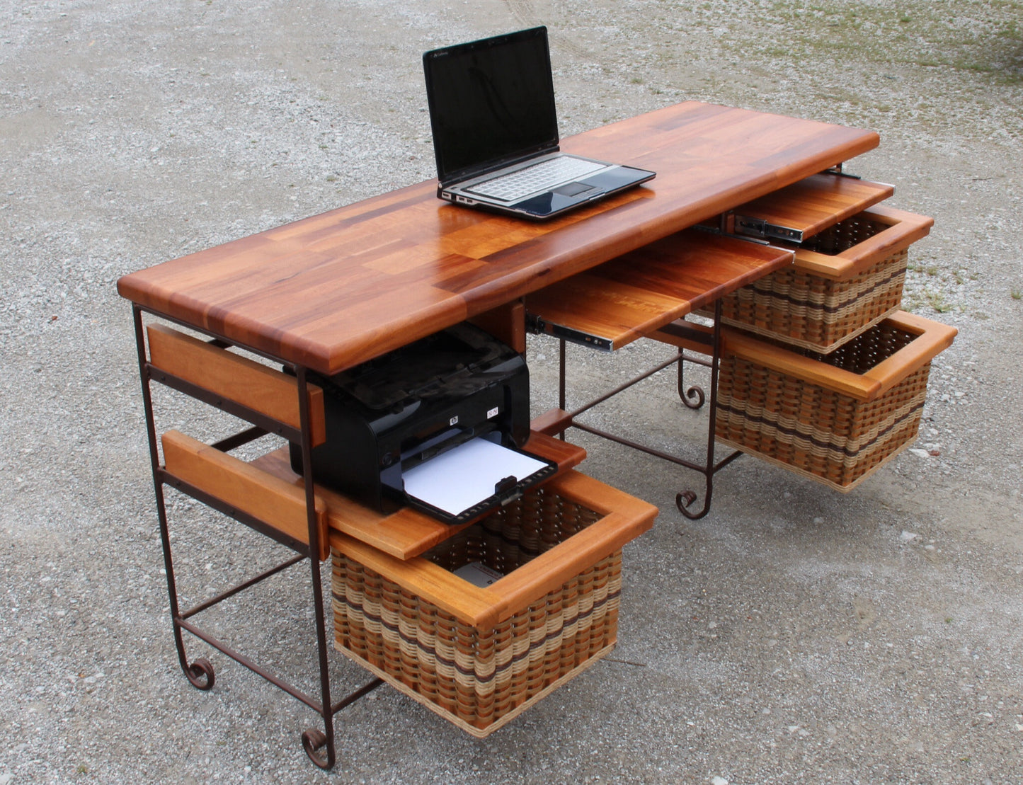 Table-Mahogany Desk with wrought iron
