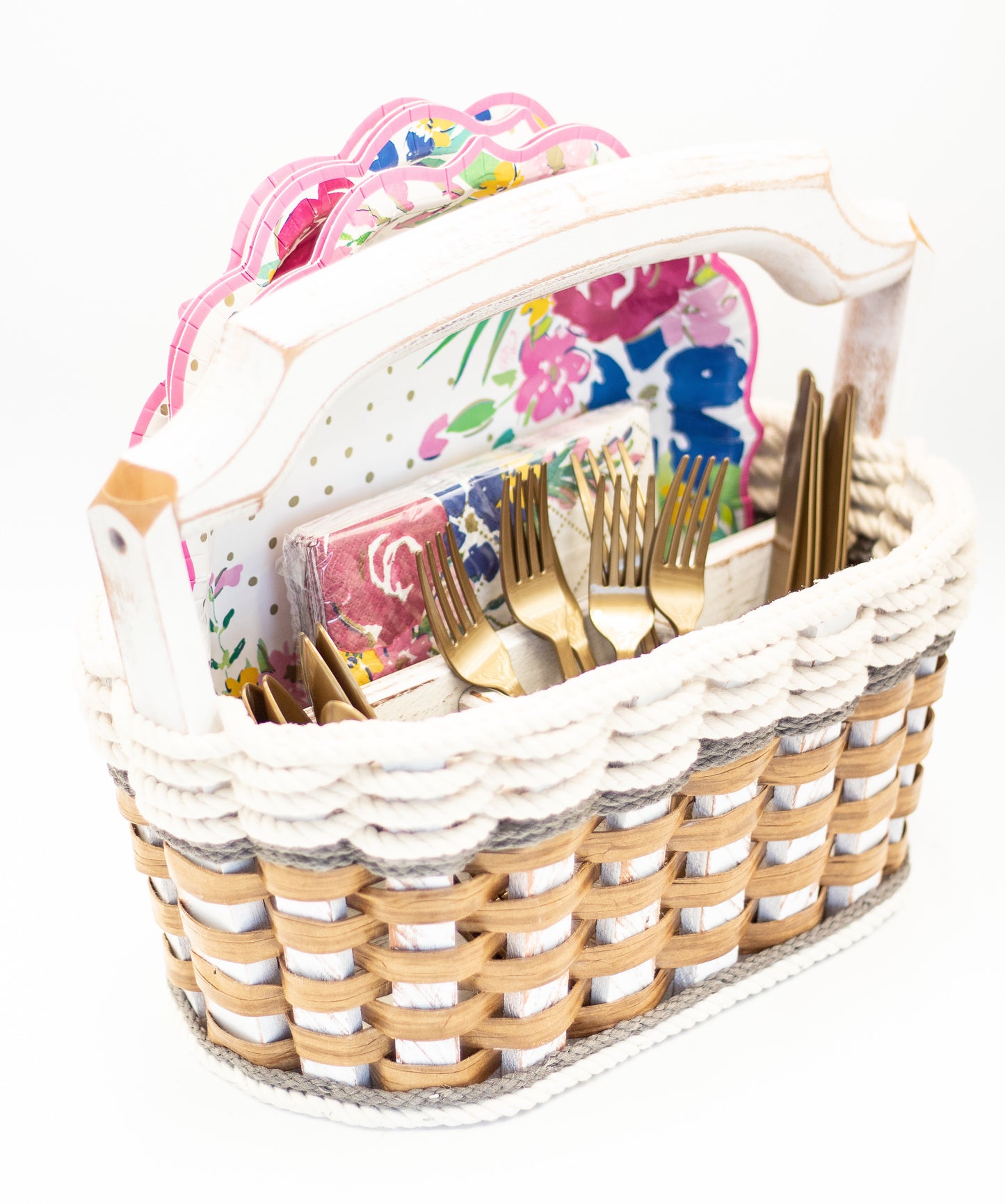 Picnic Party Basket-Cottage Grey