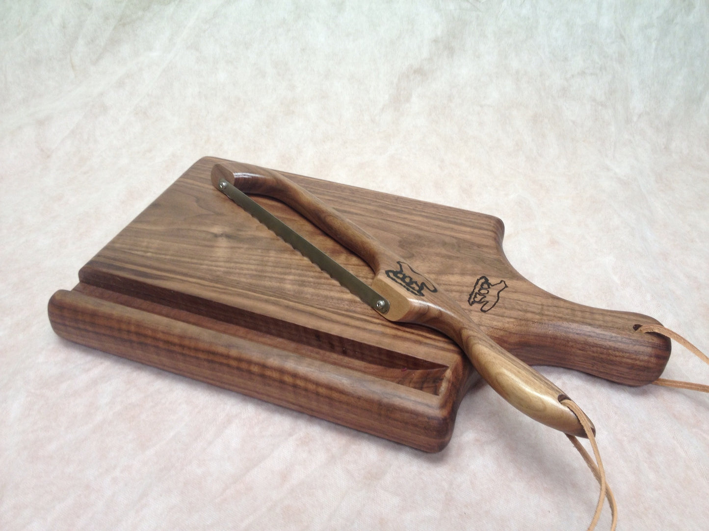 Cutting board-  Solid Black Walnut board and bow knife