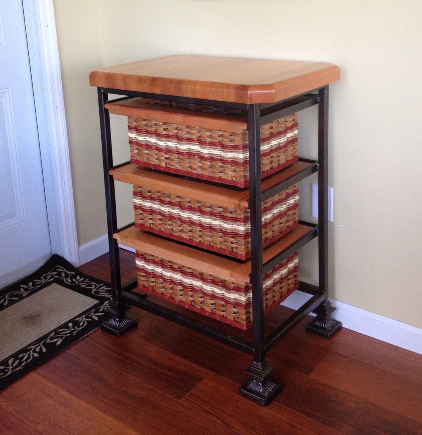 Island--Three Drawer 19x28 Square Steel Frame