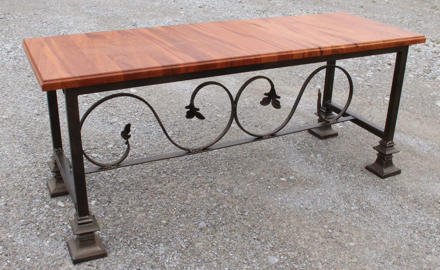 Bench-mahogany and wrought iron