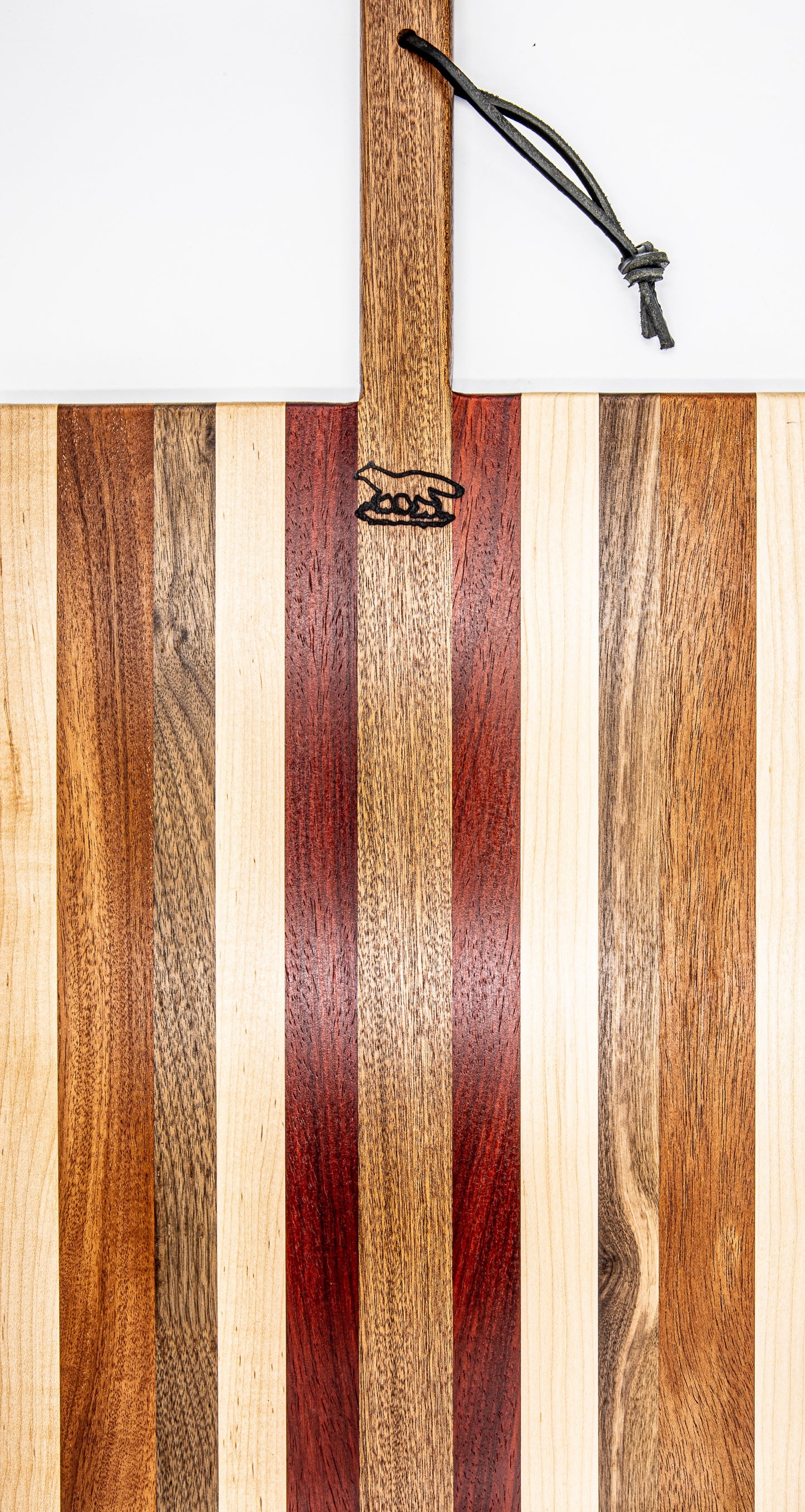Charcuterie Board-Stripe w/exotic wood and wood handle
