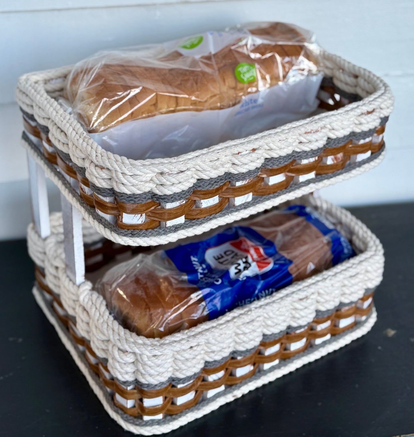 Double Bread Basket- Cottage Grey