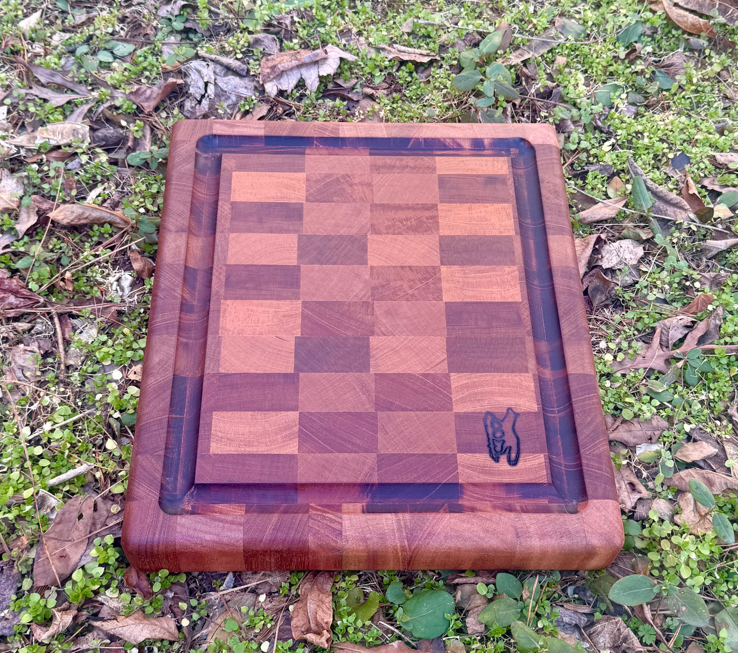 Cutting Board- Mahogany End Grain 2 inches thick with Blood Route