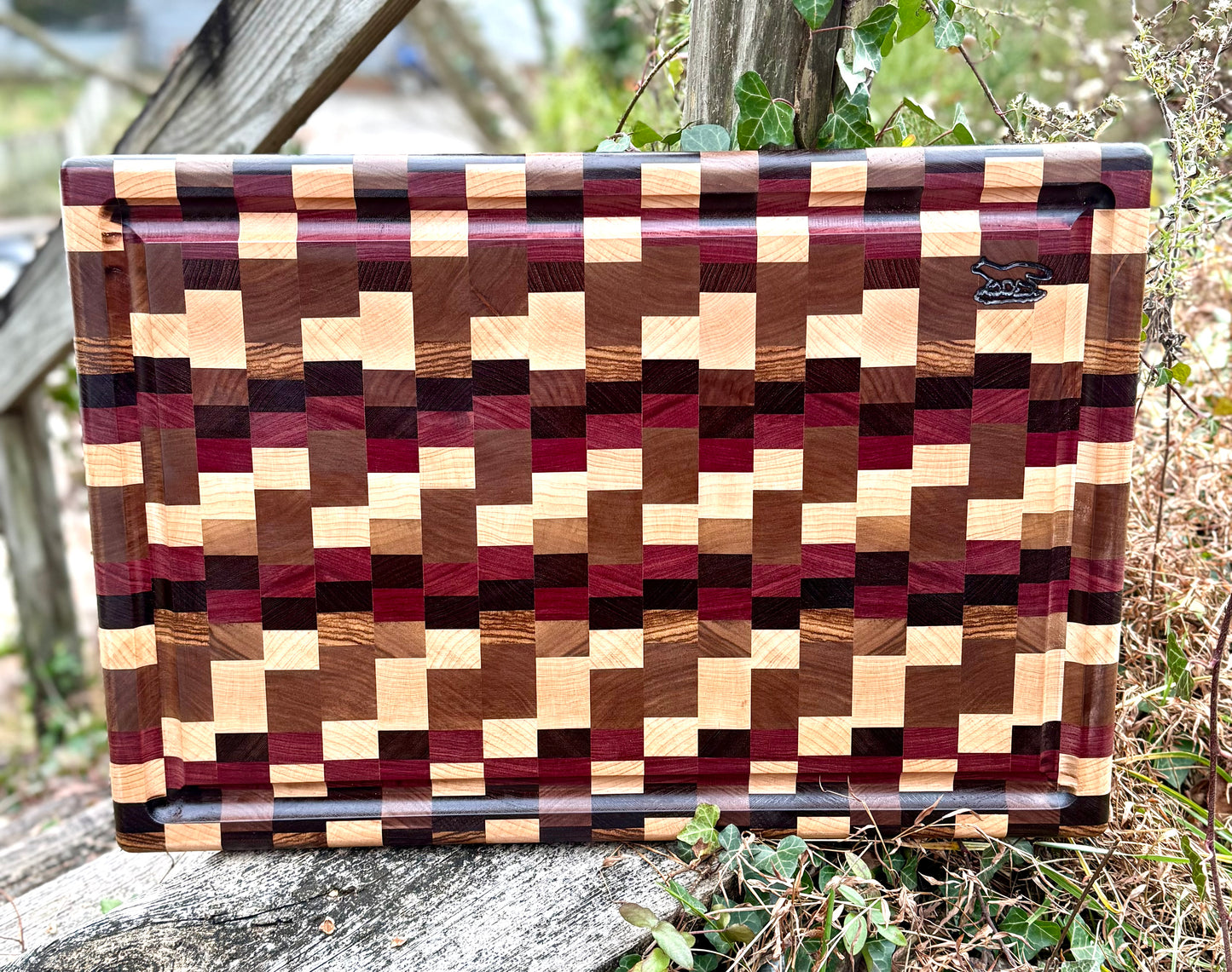 Cutting Boards-Purple Passion End Grain Cutting Board with blood route