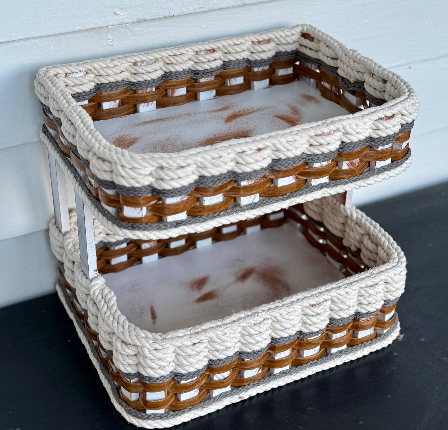 Double Bread Basket- Cottage Grey