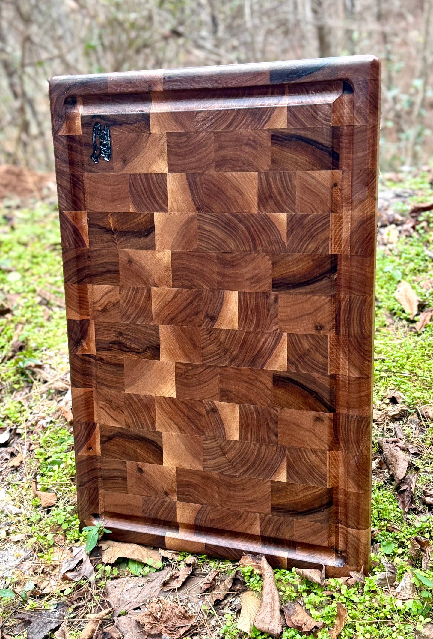 Cutting Board- Black Walnut End Grain Cutting Board with blood route