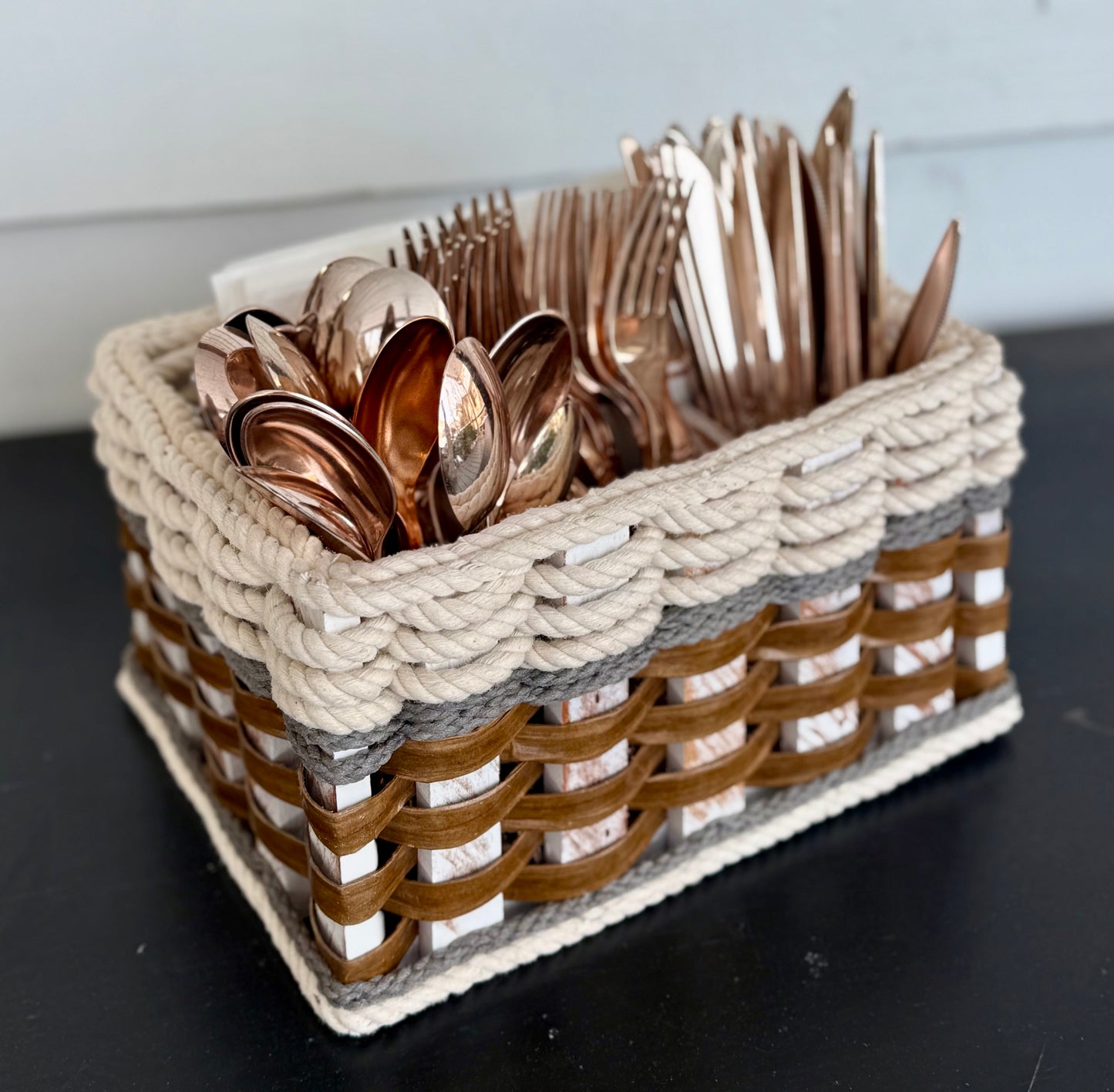 Silverware Basket-- Cottage Grey