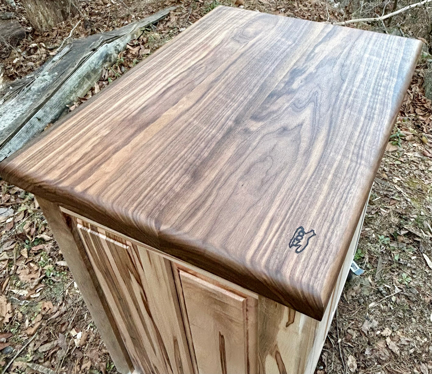 Ambrosia Maple Small Mobile Kitchen Island with Walnut Butcher Block