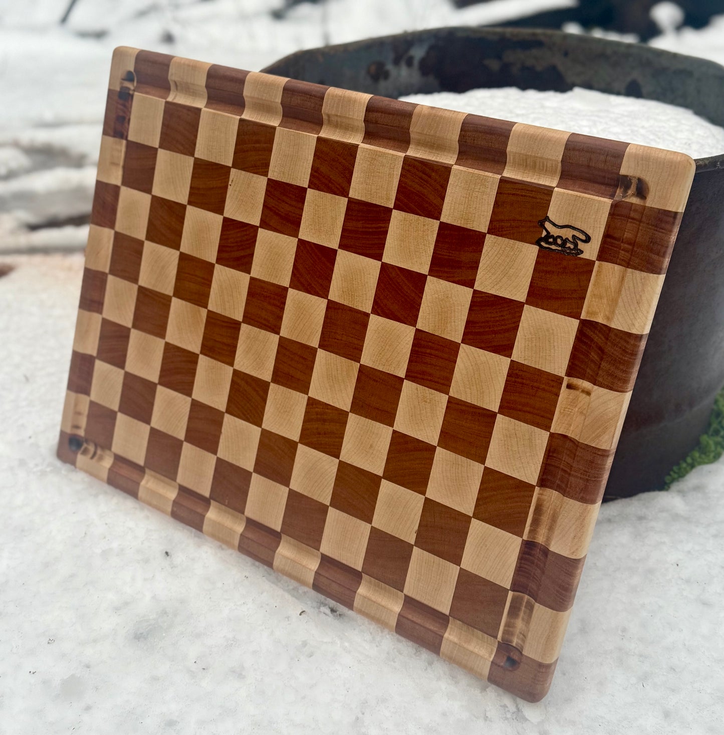 Cutting board---maple/mahogany end grain