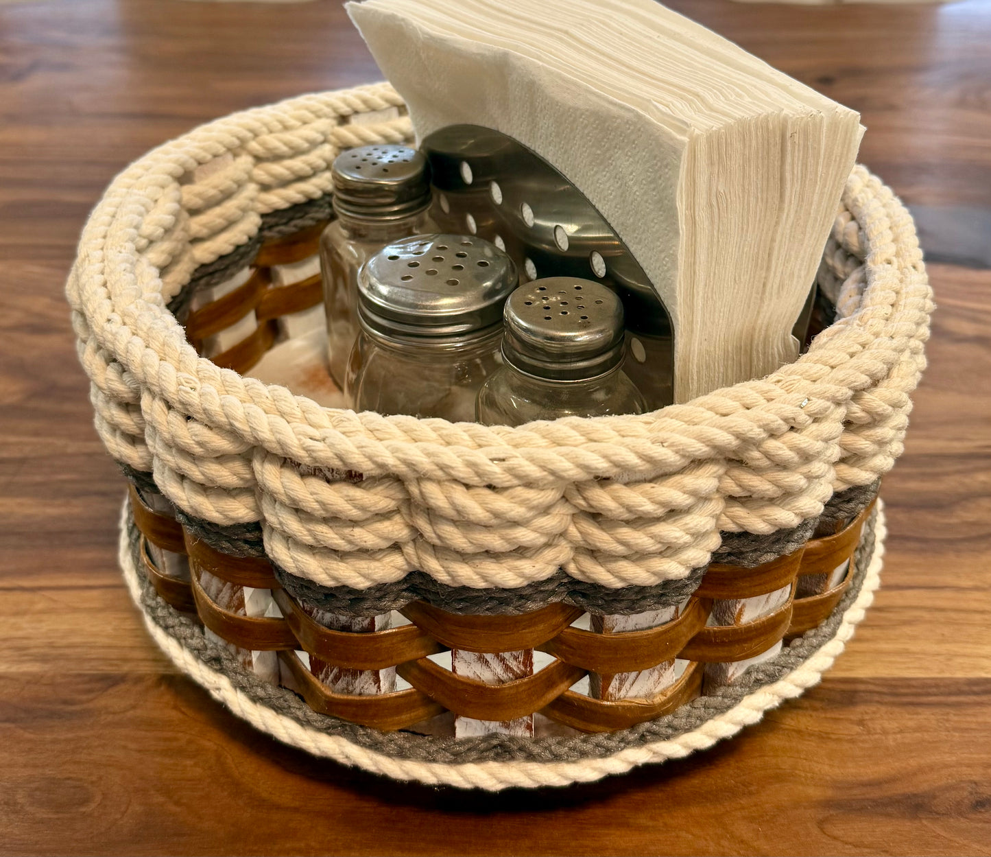 9 inch Lazy Susan Basket--Cottage Grey