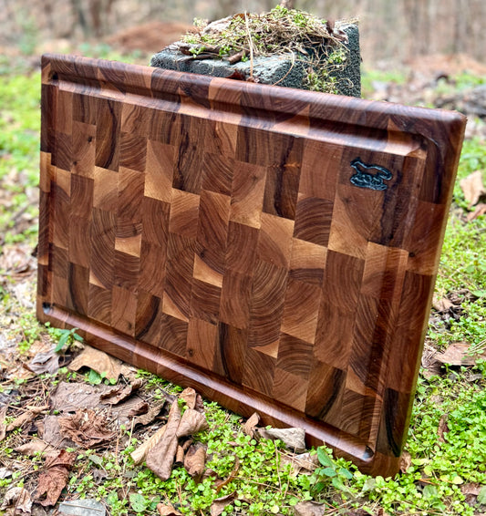 Cutting Board- Black Walnut End Grain Cutting Board with blood route