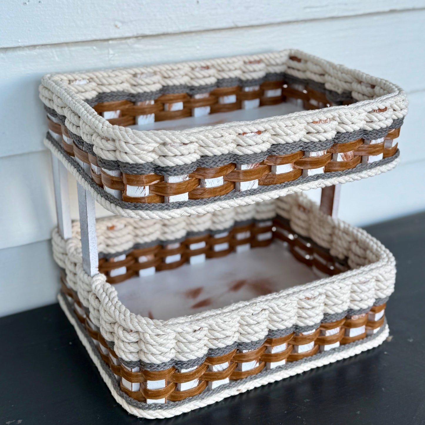 Double Bread Basket- Cottage Grey