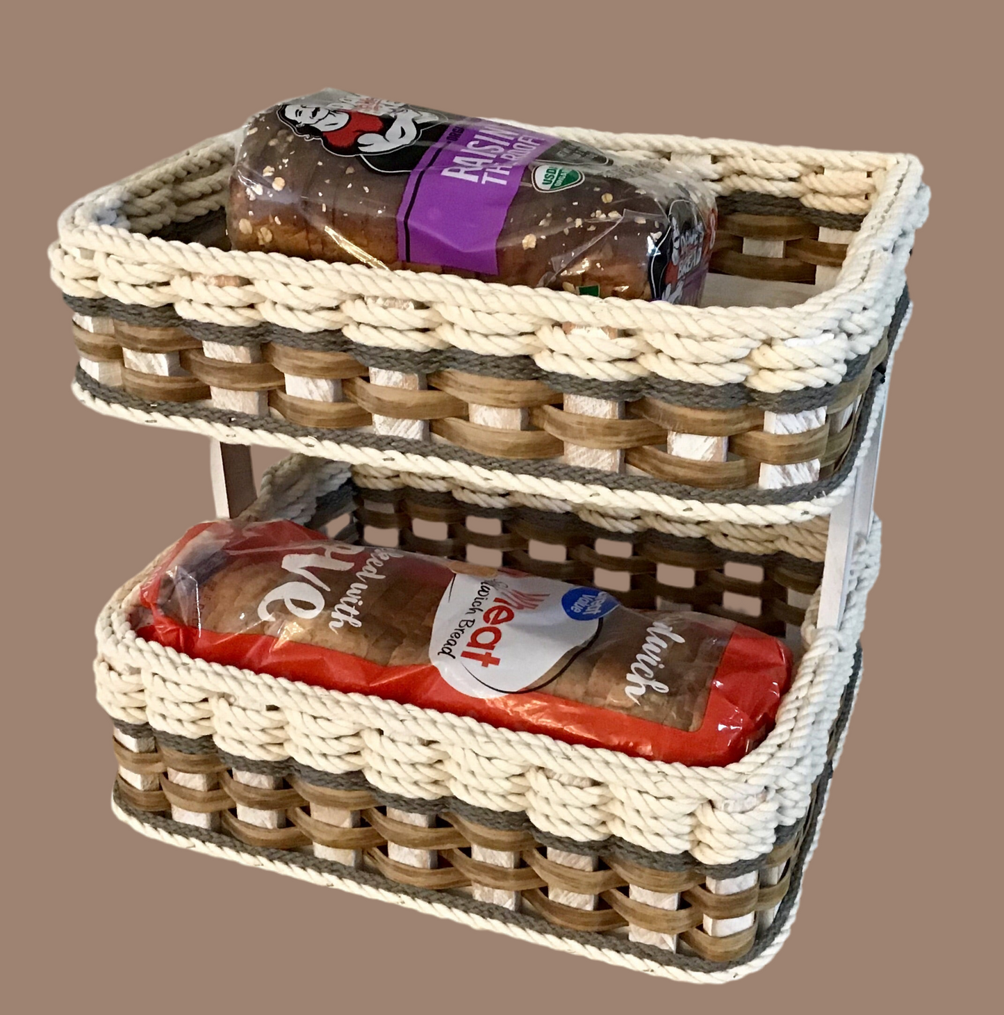 Double Bread Basket- Cottage Grey