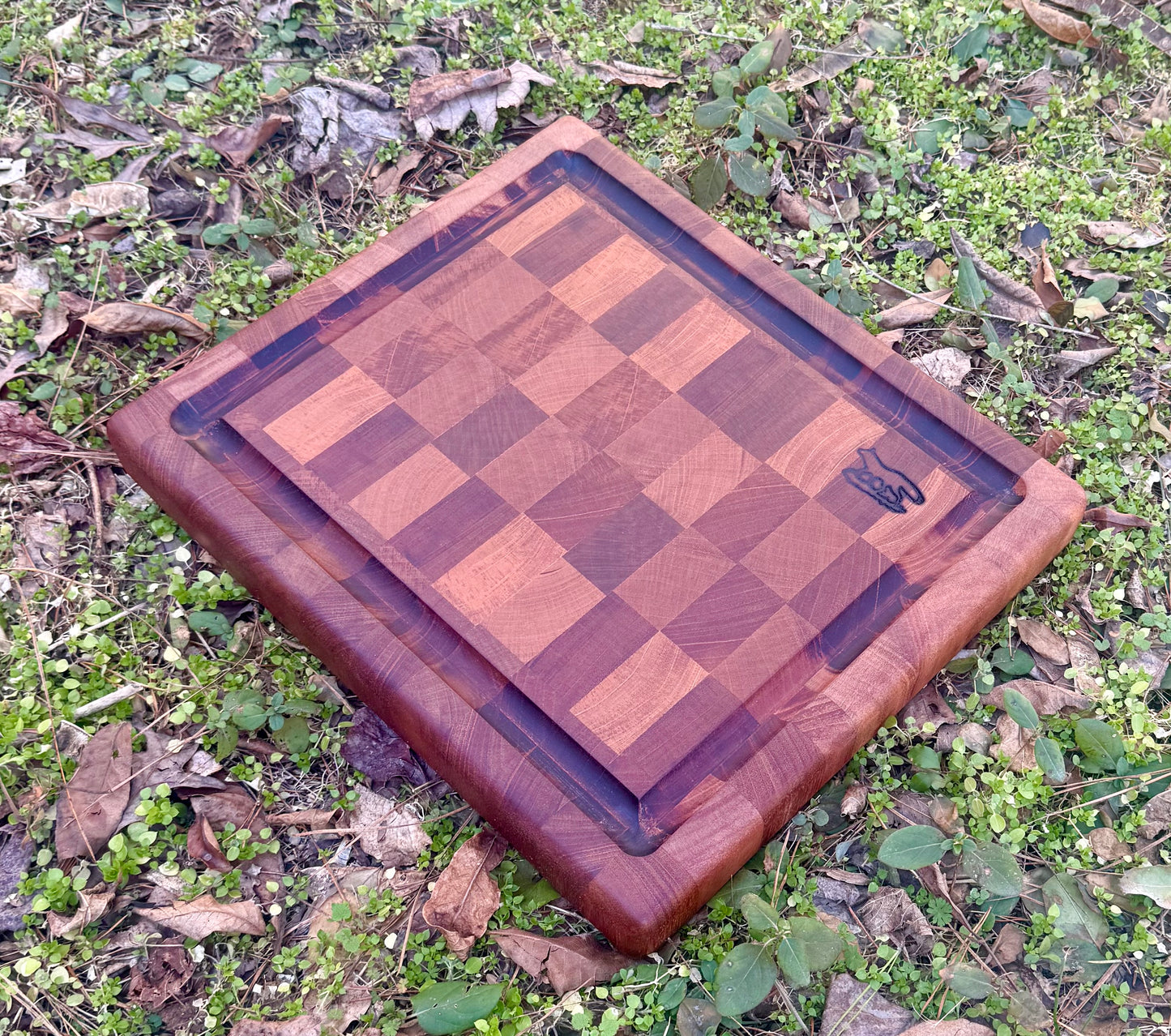Cutting Board- Mahogany End Grain 2 inches thick with Blood Route