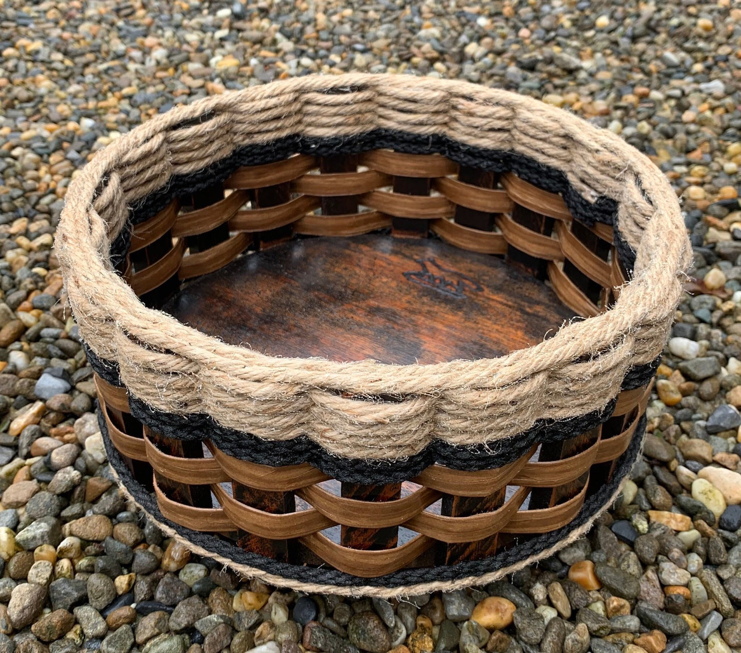 13 inch lazy susan basket- shabby chic