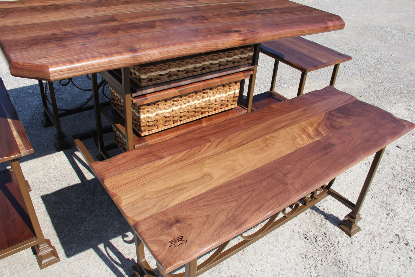 Table- 36x60 Black Walnut Table with 4 benches