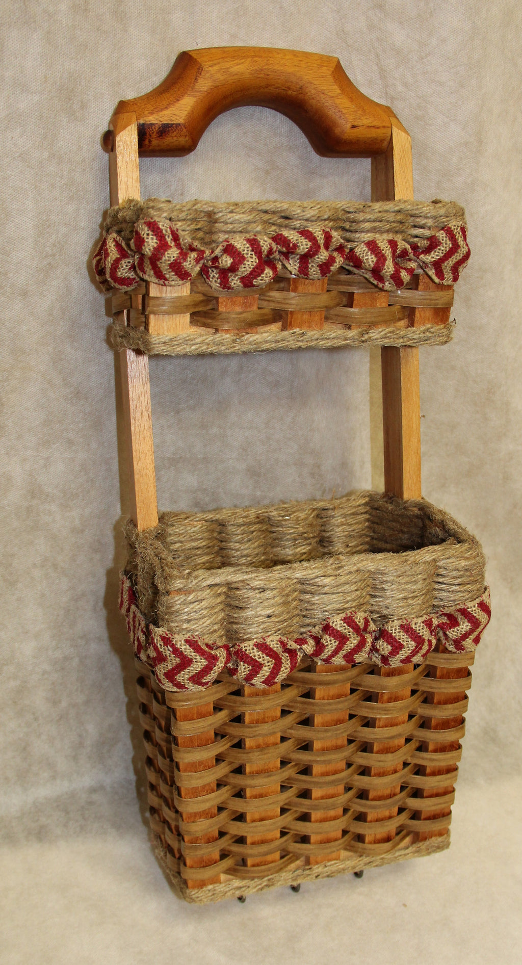 Wall Double Organizer Basket-Shabby Chic Collection w/ribbon