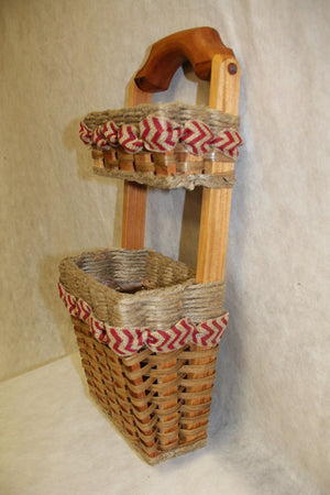 Wall Double Organizer Basket-Shabby Chic Collection w/ribbon