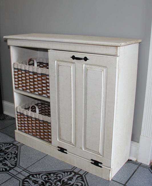 Farmhouse Tilt out Trash Can w/two cubby holes