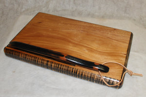 Cutting Board-- Farmhouse Mahogany Board with drip trail and Bow Knife