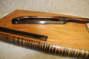 Cutting Board-- Farmhouse Mahogany Board with drip trail and Bow Knife