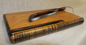 Cutting Board-- Farmhouse Mahogany Board with drip trail and Bow Knife