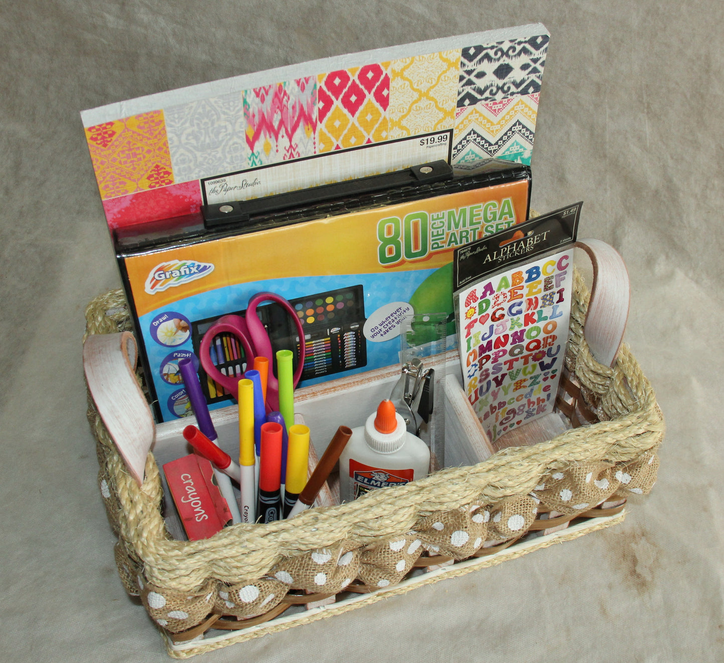 Hobby Basket w/ribbon-Shabby Chic Collection