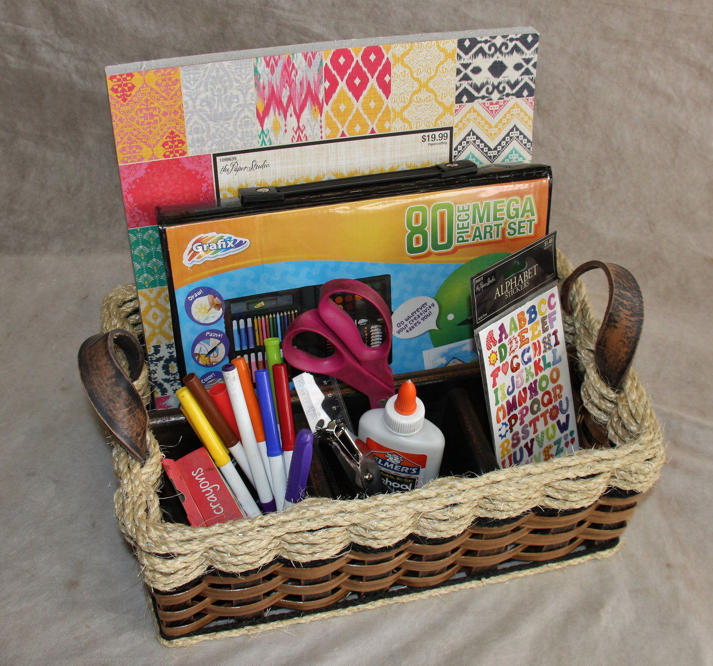 Hobby Basket w/cord-Shabby Chic Collection