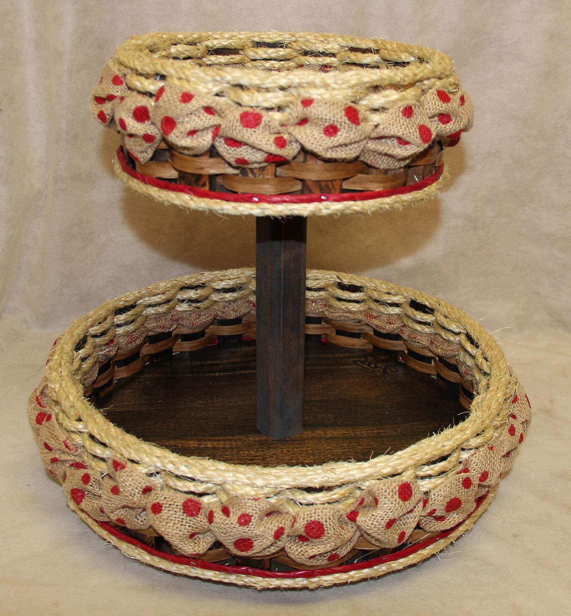 Double Lazy Susan distressed w/ribbon-Shabby Chic Collection
