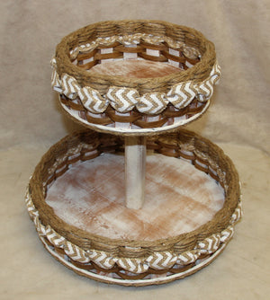 Double Lazy Susan distressed w/ribbon-Shabby Chic Collection