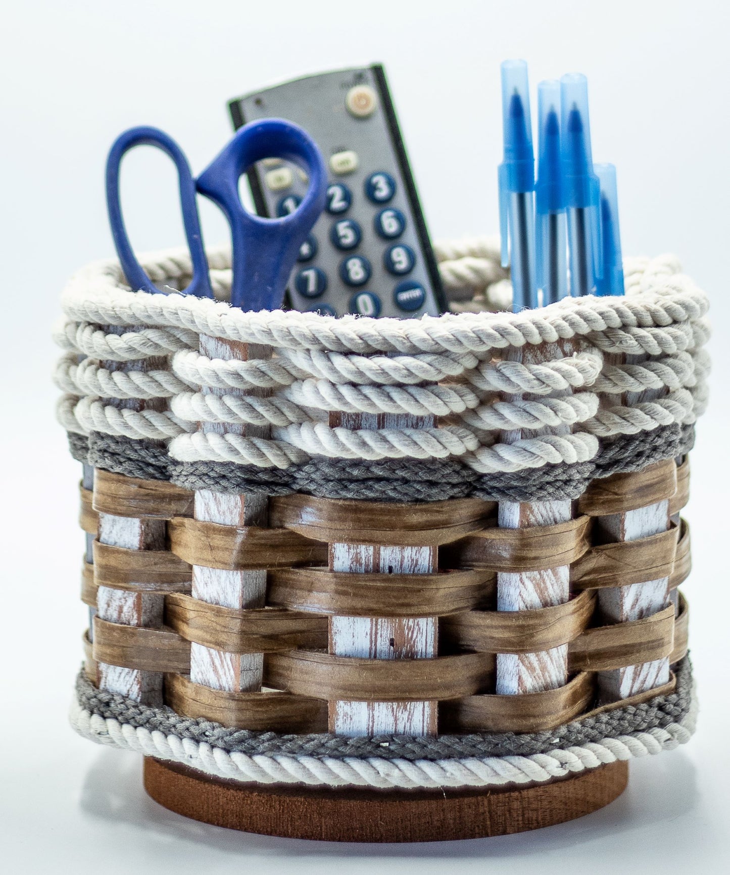 Remote Lazy Susan Basket--Cottage Grey