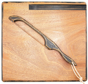 Cutting Board-- Farmhouse Mahogany Board with drip trail and Bow Knife