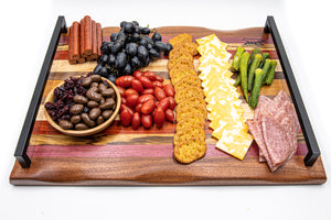 Charcuterie Board-Exotic Wood Stripes w/handle