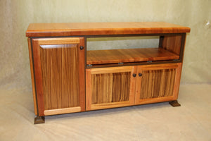 Table--flat screen small entertainment unit w/zebra wood